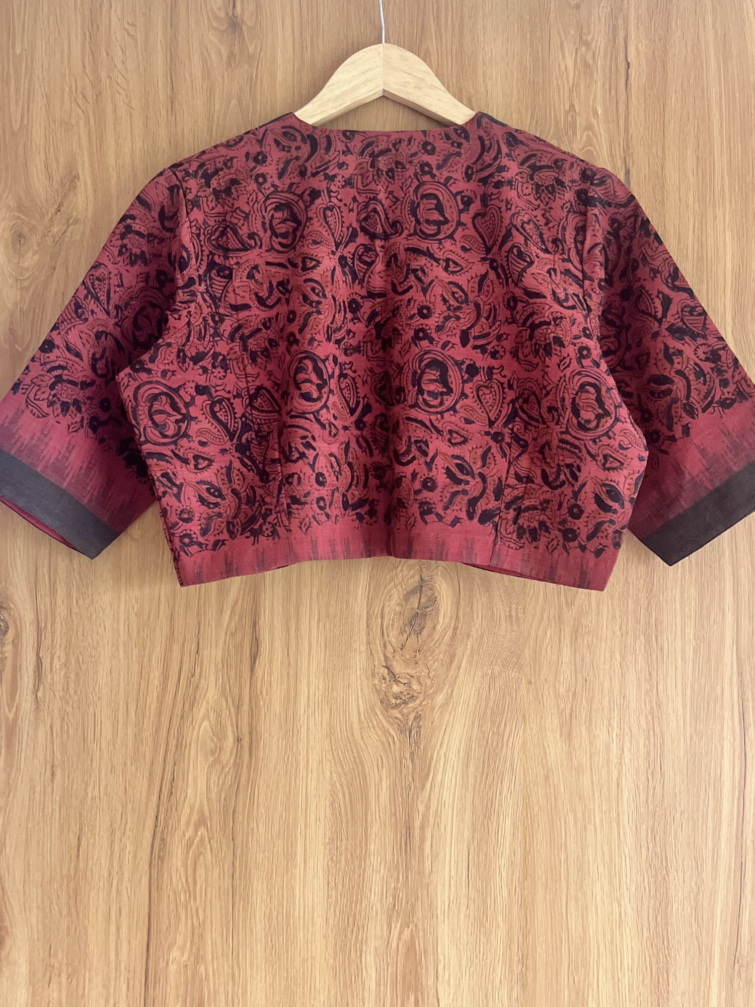 Kalamkari hand-spun cotton saree blouse