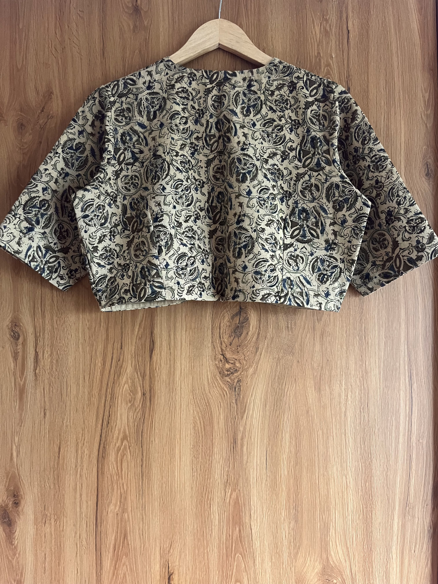 Kalamkari hand-spun cotton saree blouse