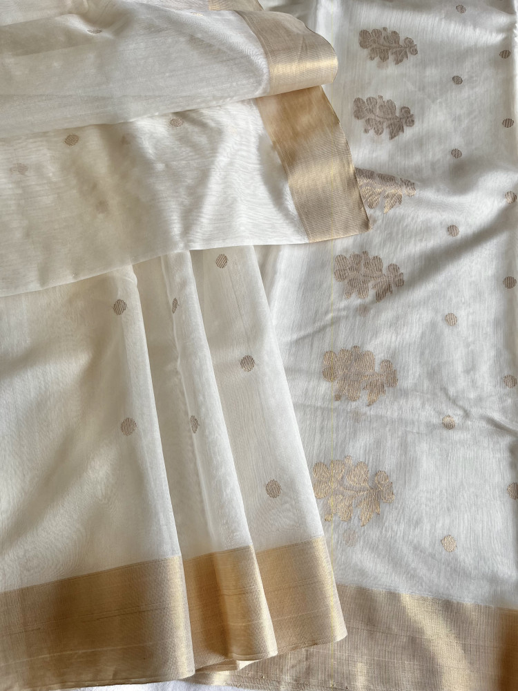 Image of Chanderi cotton-silk handloom saree