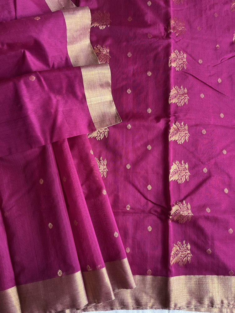 Image of Chanderi cotton-silk handloom saree