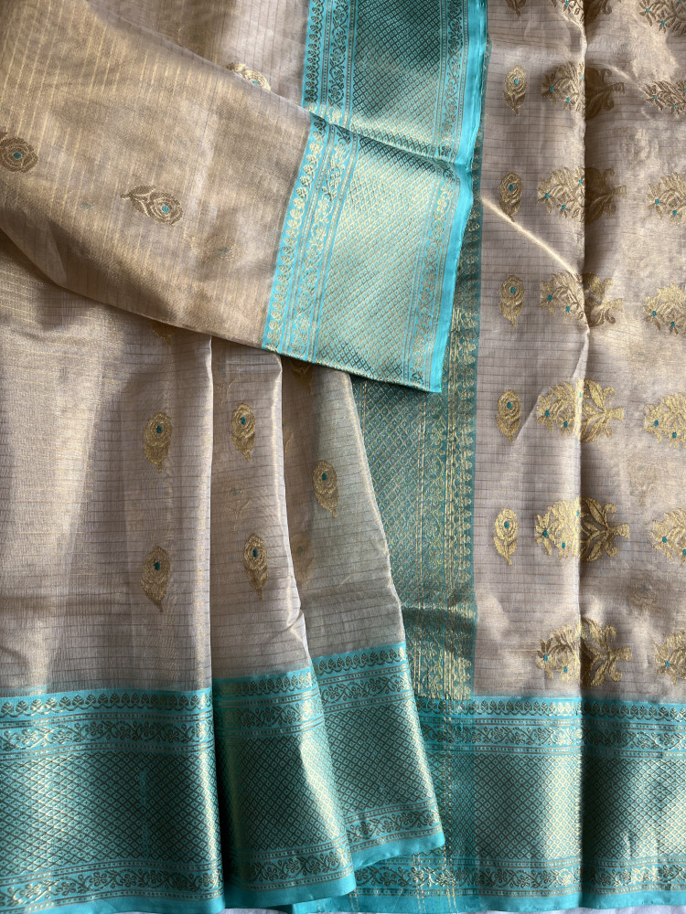 Image of Chanderi Katan silk tissue handloom saree