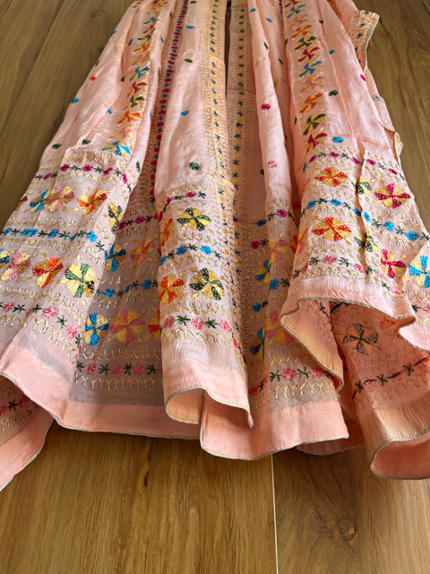 Phulkari hand embroidered chinon chiffon dupatta
