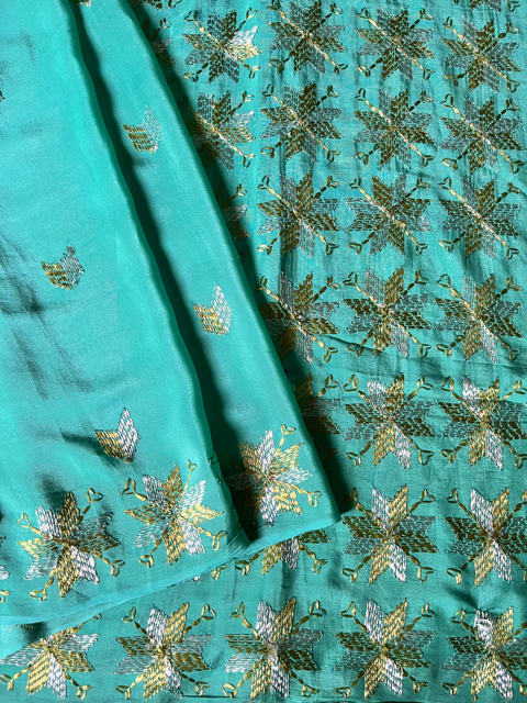 Phulkari Crepe silk saree