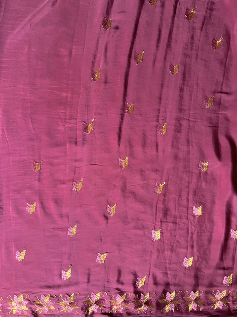 Phulkari Crepe silk saree