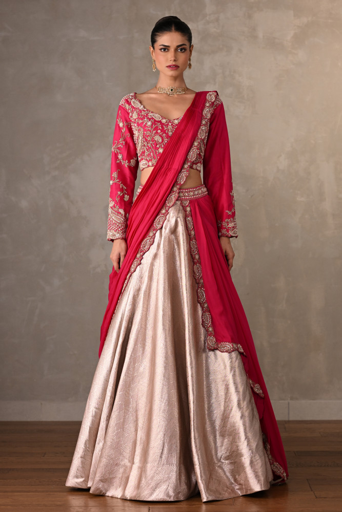 Regal Rouge Brocade Lehenga Set