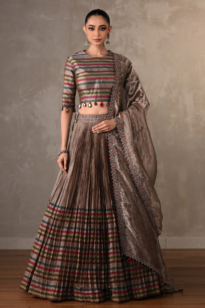 Striped Tissue Lehenga Set