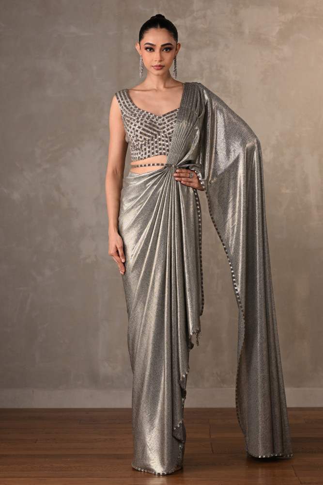 Metallic Luxe Embroidered Drape Saree
