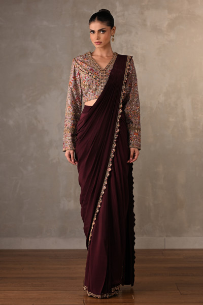Midnight Enchant Crepe Drape Saree