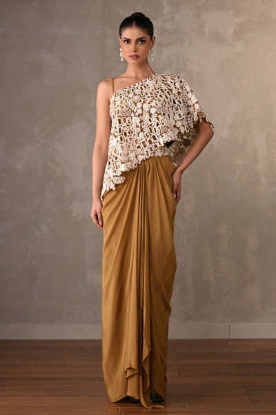Ivory Mosaic Drape Skirt Set