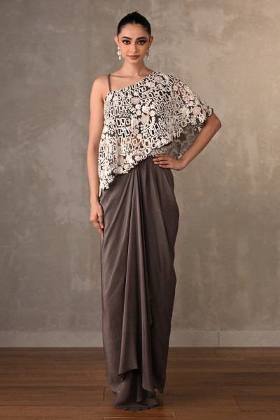 Ivory Mosaic Drape Skirt Set