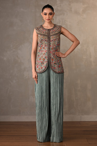 Rosette Embroidered Organza Co-Ord Set