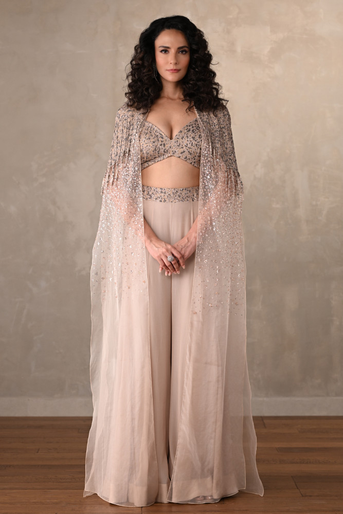Blush Champagne Embellished Cape Set