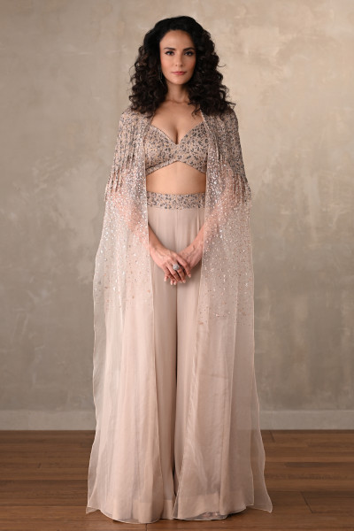 Blush Champagne Embellished Cape Set