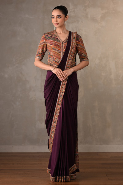 Opulent Border Embellished Drape Saree Set