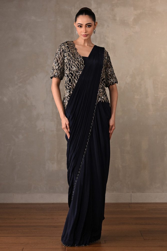Ornate Cutwork Drape Saree