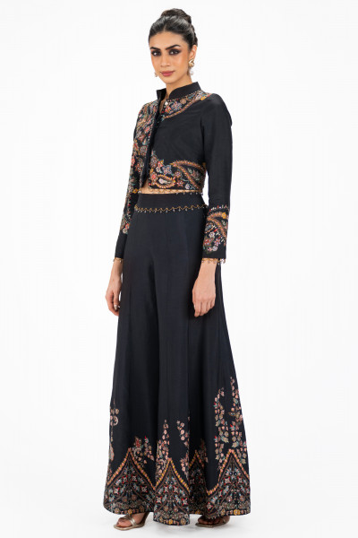 Silk Cropped Top Suit Co-ord