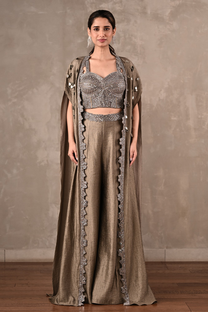 Mirror-work Embroidered Cape Set