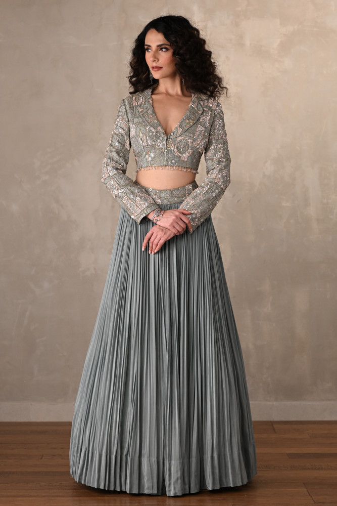 Ethereal Mist Embellished Crepe Ensemble