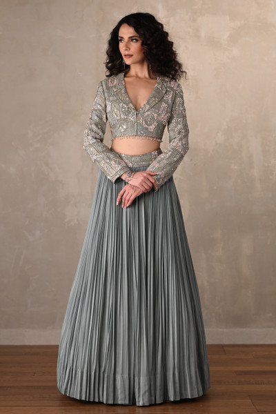 Ethereal Mist Embellished Crepe Ensemble