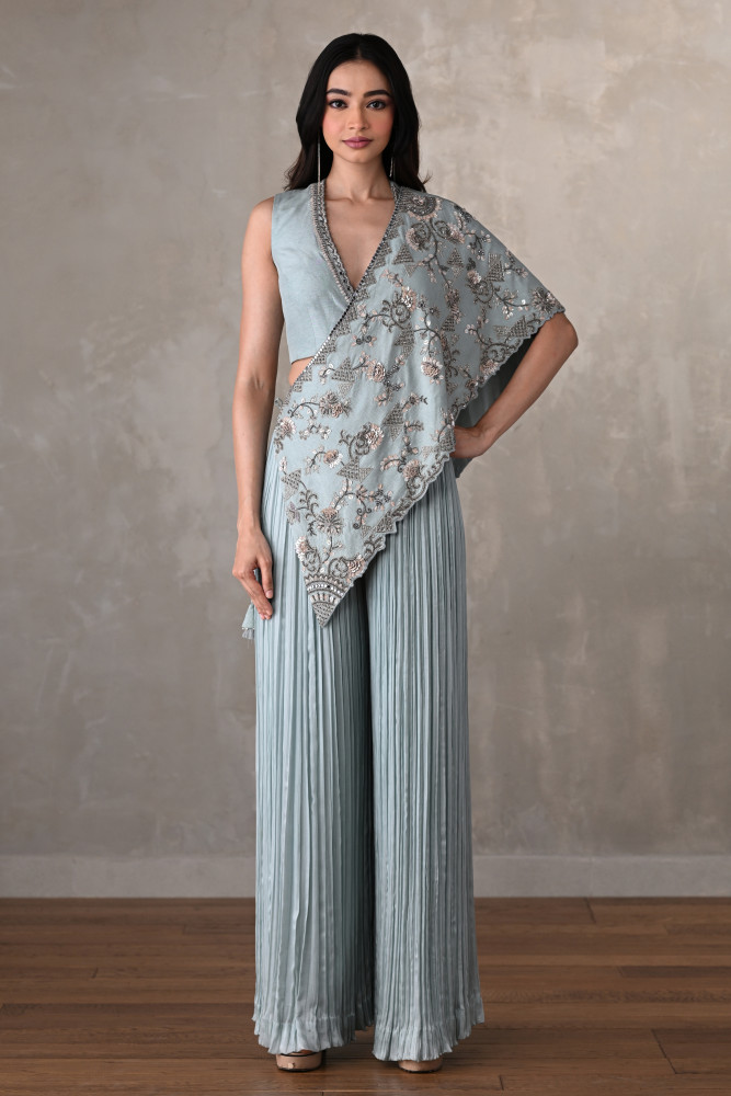 Sky Blue Embroidered  Set