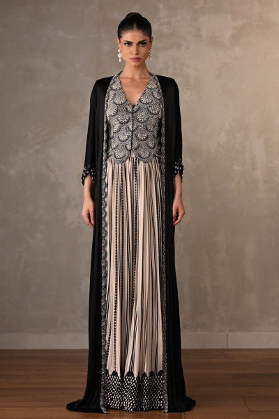 Midnight Mosaic Embroidered Cape Set