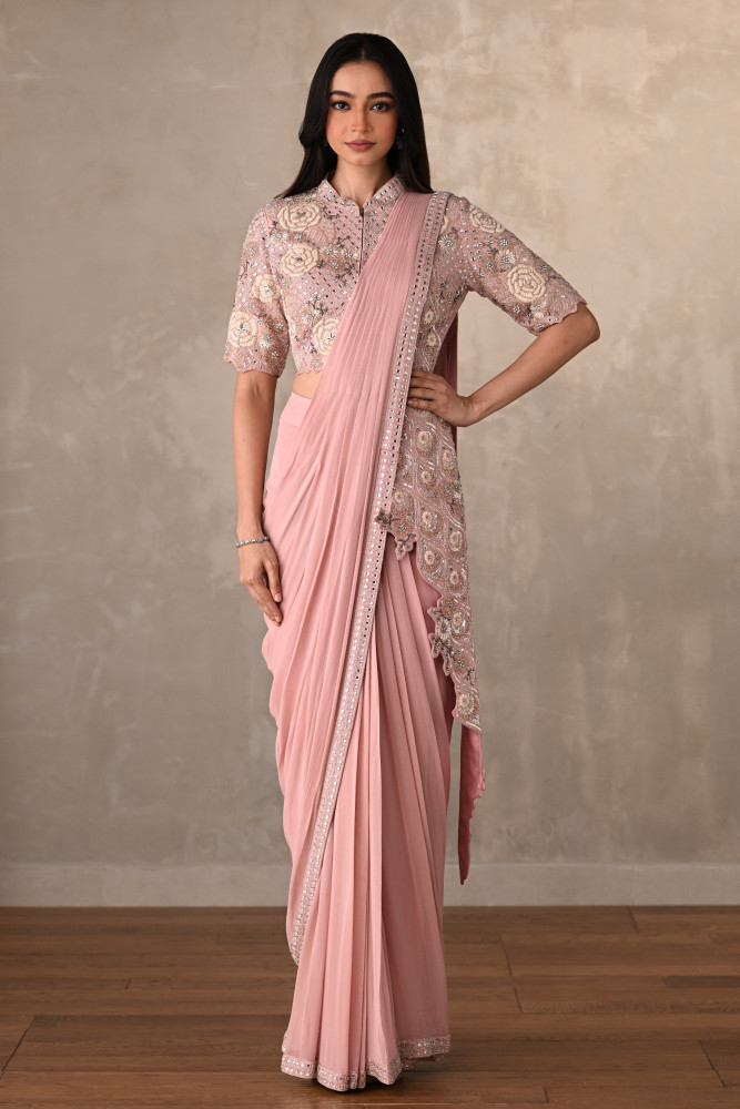 Blush Bloom Embellished Drape Saree