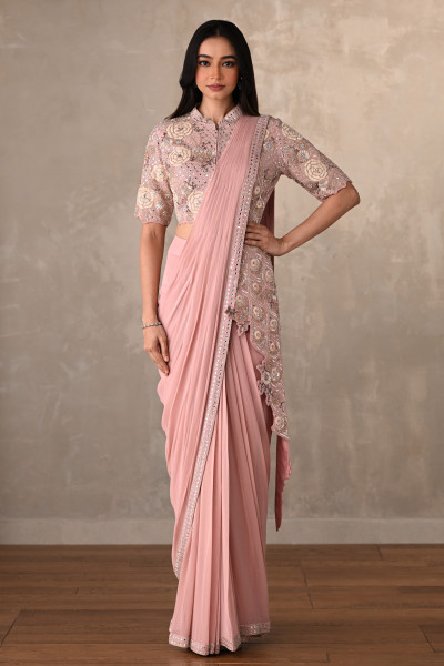 Blush Bloom Embellished Drape Saree
