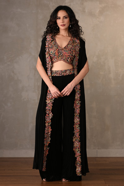 Twilight Embroidered Georgette Cape Set