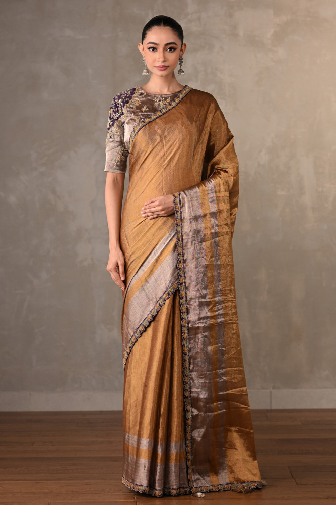 Bronze Gold Tissue Saree Set