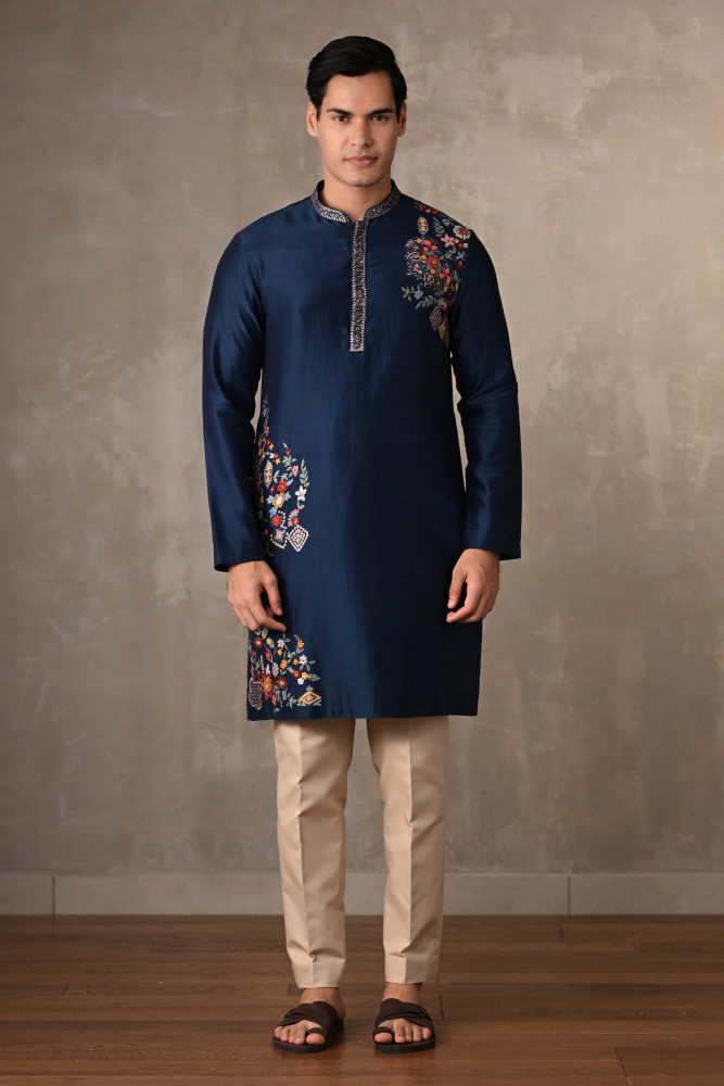 Navy Heritage Chanderi Kurta