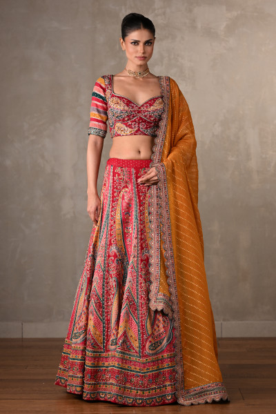 Heritage Paisley Embroidered Organza Lehenga Set