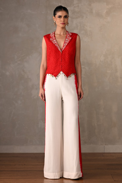 Bandhej Coin-Edge Waistcoat Set