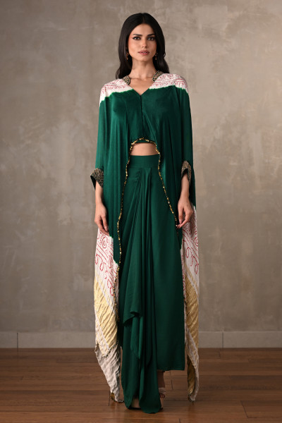 Bottle Green Aura Cape Set