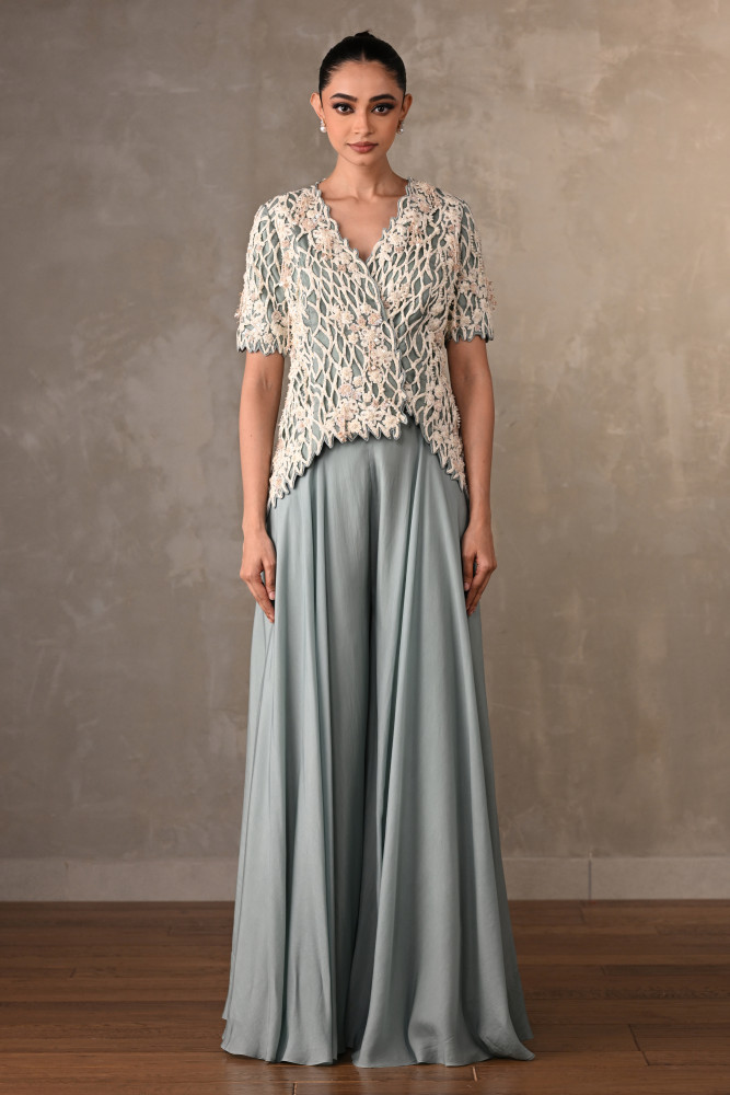 Blush Cutwork Embroidered Silk Co-Ord Set