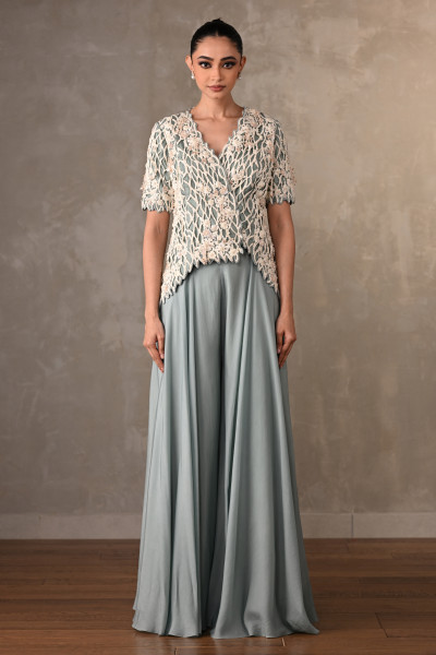 Blush Cutwork Embroidered Silk Co-Ord Set