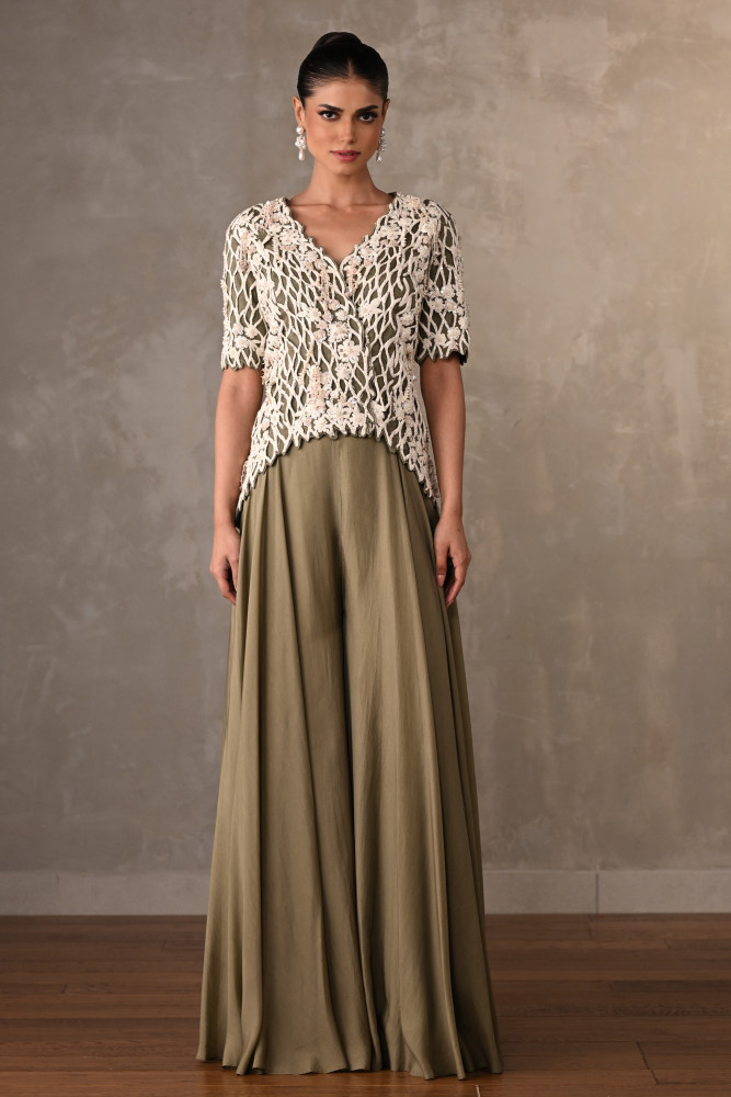 Blush Cutwork Embroidered Silk Co-Ord Set