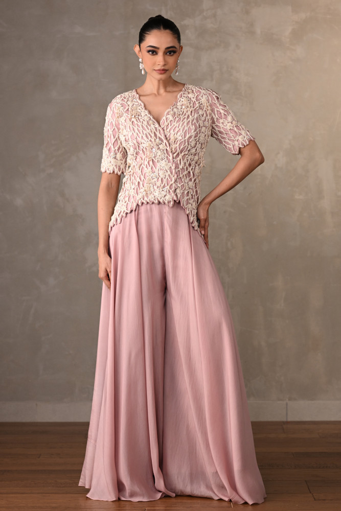 Blush Cutwork Embroidered Silk Co-Ord Set