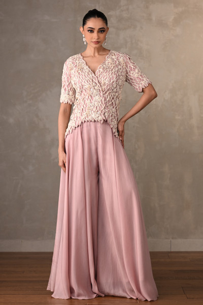 Blush Cutwork Embroidered Silk Co-Ord Set