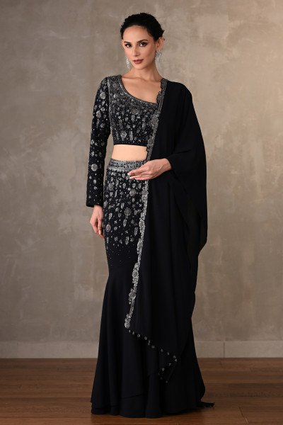 Midnight Aurora Embellished Georgette Lehenga Set