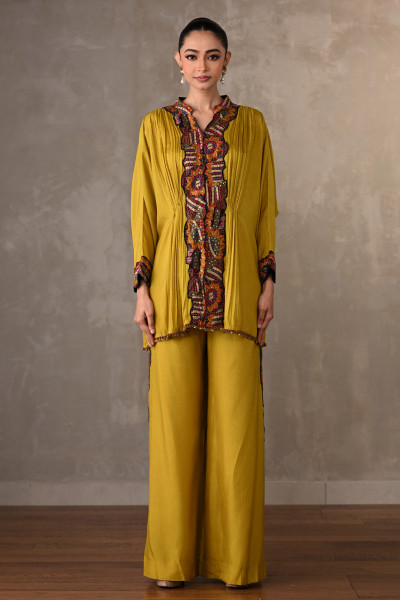 Panel Embroidered Silk Co-Ord Set