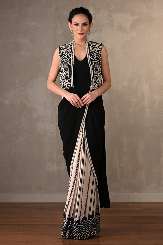 Embellished Drape Saree With Jacket