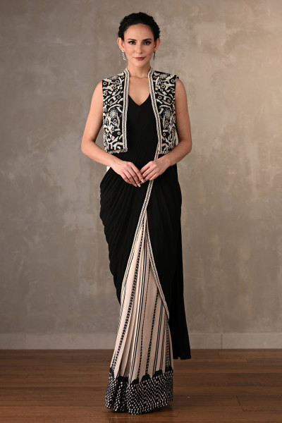 Embellished Drape Saree With Jacket