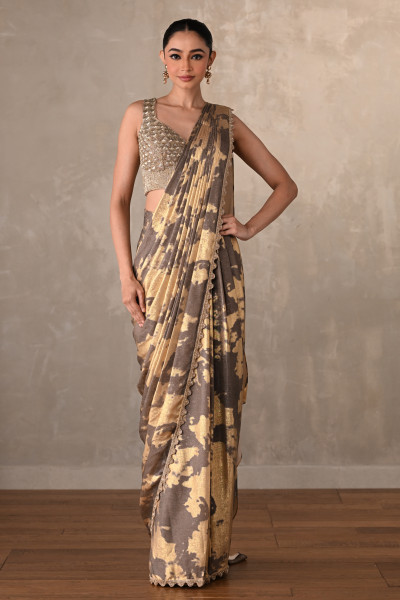 Molten Gold Foil Drape Saree