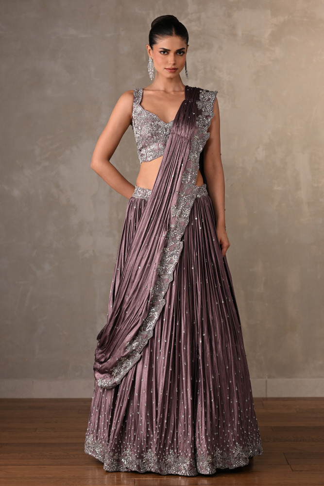 Mauve Gleam Satin Lehenga Set
