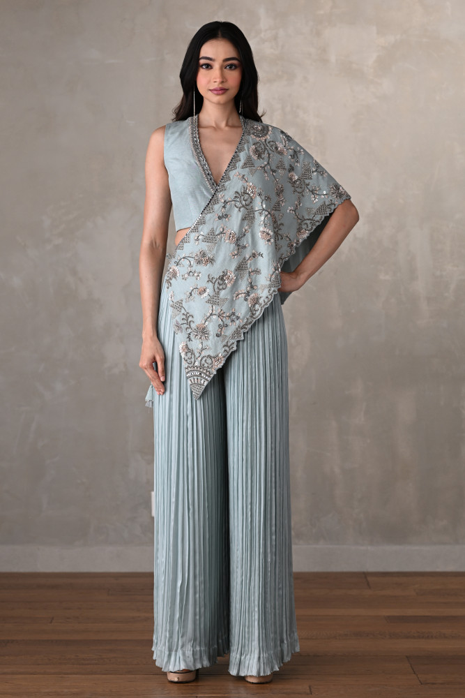 Sky Blue Embroidered  Set