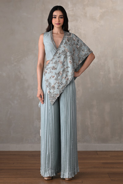 Sky Blue Embroidered  Set