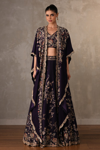 Amethyst Purple Lehenga Set With Cape