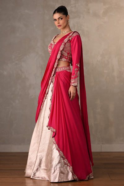 Regal Rouge Brocade Lehenga Set