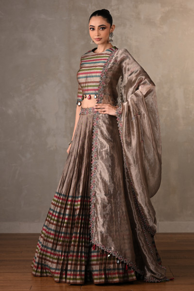 Striped Tissue Lehenga Set