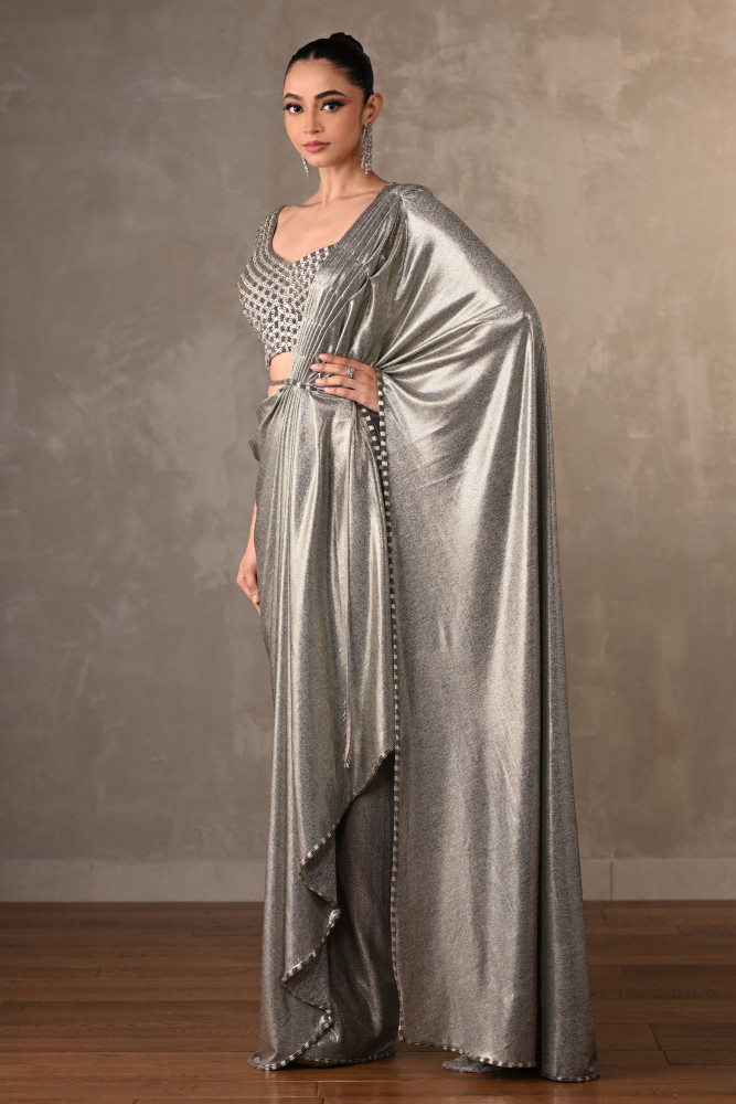 Metallic Luxe Embroidered Drape Saree